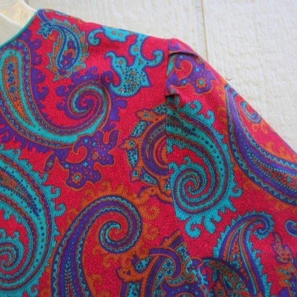 Vintage‎ B.G.B  LTD Madi Dress Women's 16 Red/Blue Paisley Zip Back Boho  USA - Picture 6 of 14